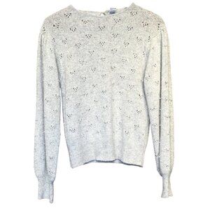 VTG Picasso Paris New York Womens Beaded Sweater Pearls Cutout Size L Silk Blend